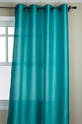 Redbirdlinen 1 Pc Bright Blue 108" Long Faux Silk Panel Drape Curtain Window Treatmeant 8 Grommets