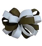 IMAGE OF Brown and White Two Color Ribbon Bow Barrette