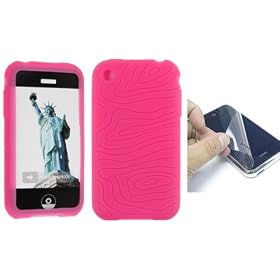 PCMICROSTORE Brand 1mm Premium Thick Magenta Silicone Skin Case Cover with LCD Screen Shield for Apple iPhone 4gb 8gb 16gb (iPhone NOT included)