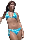 Summer Palms blue and white tropical Brazilian Bathing Suit Bikini by Cabo Beachwear Swimwear Swimsuit