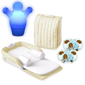 Baby Delight Supreme Snuggle Nest Set (Beige with Incline Wedge and Soothing Sounds) This set includes a fun Tykelight and one RaZbaby Keep-it- KleenPacifier - Percy Puppy