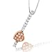 14k Two Tone Gold White and Rose Pink Diamond Heart Pendant Necklace 0.16 carat