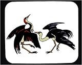 Mouse Pad with fighting, red, birds, purple, mating, dance, colorful