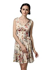 Sexy General Print Sleeveless Chiffon Elasticized   Waistline  Dress