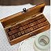 Wooden Rubber Stamp Box - Vintage Print Style - Capital Alphabet Stamp and Number Stamp - 42 Pcs Letter and Number Stamp Set