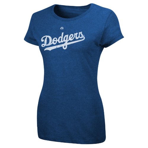 MLB Andre Ethier Los Angeles Dodgers Women's Short Sleeve Crew Neck Tee (Deep Royal Heather, Large)