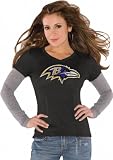 Baltimore Ravens Black Women's Primary Logo Tri Blend Long Sleeve Layered T-Shirt- by Alyssa Milano