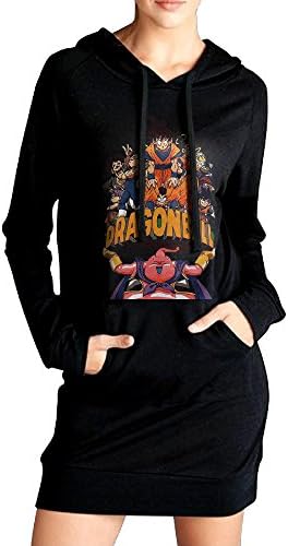 Klshhie Womens Dragon Ball Z Sexy V Neck Long Sleeve Cotton Hooded Hoodie/Sweatshirt Casual Dress