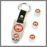 Dodge Viper (03-06) Logo Tire Valve Caps with Wrench Key Chain, -Red-