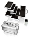 Silver Aluminum Cosmetic Train Case Case with Brush Holder Style No. TS-28