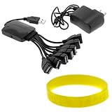 GTMax USB 2.0 7-Port Hub Octopus with AC Power Adapter + Wristband