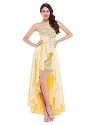 Strapless Sweetheart Floor Length High-Low-Hem Sleeveless Acrylic/Satin Sequined Evening Dress/Prom Dress/Party Dress 