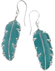 Silver Feather Jewelry - Turquoise Bird Dangle Earrings - Polymer Clay Charms for Women - Bridesmaid Gifts - Small Version