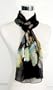 Chiffon Butterfly Print on Black - Silk Long Scarf 21" x 68" (Clearance)