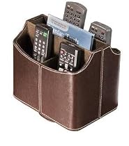Remote Control Organizer - Brown Faux Leather (Brown) (7.75"H x 8.25"W x 6"D)