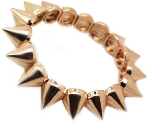 Rose Gold Colored Single Spike Bracelets Stackable Stretch Style Rock Star Spikes (Three Bracelets Per Package)