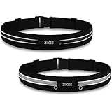 2 Pack - Zikee Running Belt, Waist Pack, Race Belt, Workout Pouch, Fanny Pack for Sports Men and Women, Fits Iphone 6/6s 6plus, Water Resistant, Suitable for Fitness, Cycling, Jogging - Black & Gray