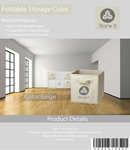 Foldable Storage Cube Basket - Foldable Fabric Basket Is Perfect For All Home Storage Needs - Best Storage Basket For Dressers, Drawers, Closets - Full Money Back Guarantee - 4 Pack Beige