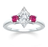 1.30 CT MARQUISE DIAMOND W PRINCESS PINK SAPPHIRE RING