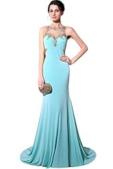 Crepe/Spandex Mermaid Sheer Evening Dress/Prom Dress 