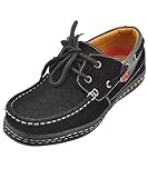Lil Fellas Boys "Dock Walk" Boat Shoes - black, 4 youth