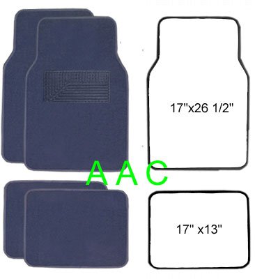 A Set of 4 Universal Fit Plush Carpet Floor Mats for Cars - Navy Blue