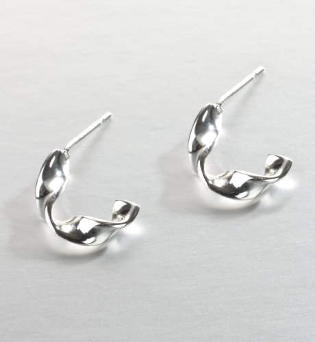 Sterling Silver Hoop Twist Stud Earrings