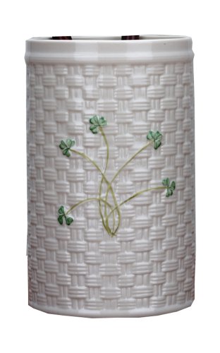 Belleek Shamrock Utensil Holder, 4-3/4-Inch Diameter by 7-3/4-Inch High