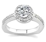 18k White Gold or Yellow Gold Diamond Engagement Ring with Prong Set Sidestones (H/SI2, 1 ct. tw.)