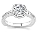 18k White Gold or Yellow Gold Diamond Engagement Ring with Prong Set Sidestones (H/SI2, 1 ct. tw.)