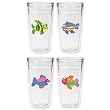 Rainbow Fish 12 oz Slimline Insulated Beverage Tumblers Set, Clear (4 designs)