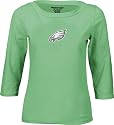 Philadelphia Eagles Women's Light Green Frosted Logo 3/4 Sleeve Stretch Boat Neck Tee