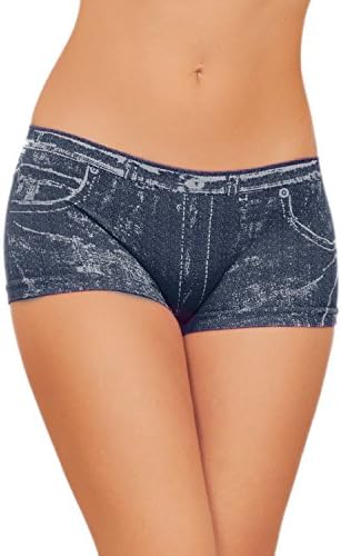 Sexy Booty Denim Design Seamless Chic Low Rise Short Shorts Denim Blue Elegance Medium / Large