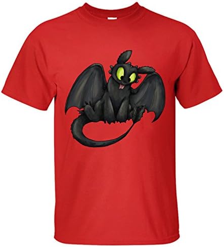 WanDi Men's How To Train Your Dragon Toothless Crew Neck T-shirt red XL