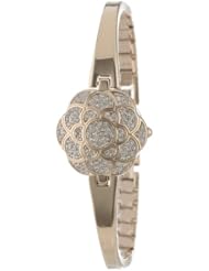 Armitron Womens 75/5107MPGP Swarovski Crystal Accented Covered Dial Gold-Tone Bangle Watch
