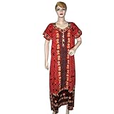 Womens Evening Wear, Floral Print Cotton Red Caftan, Kaftan