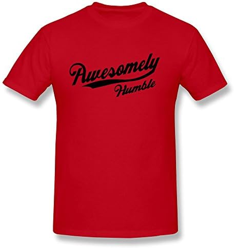 SusanMarket Men's Awesomely Humble Cotton Round Collar T Shirt,L,Red