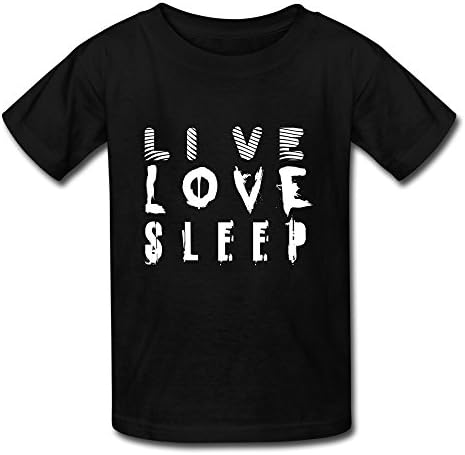 Live Love Sleep Cotton Round Neck Black Customized Tee Shirts For Young Girls S