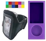Black Neporane Armband for Apple Ipod Nano 5th Generation 8gb 16gb + Silicone Case Skin for Ipod Nano 8gb 16gb + Screen Protector for Ipod Nano (5th generation, Purple)