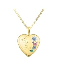 Sterling silver and 14k gold Heart Shaped Locket w/Flow & Butterfly "Mis 15 Anos" Necklace