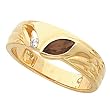 14K Yellow Gold Smoky Quartz and Diamond Ring