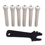 Pickboy Bridge Pin set, White plastic, 6 pins with puller