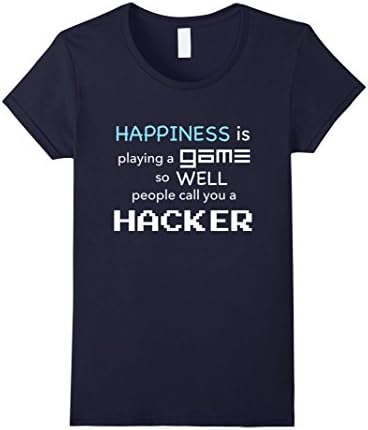 Women's Happiness Funny Video Game Shirt Medium Navy