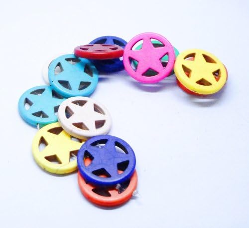 GOODBUYER 12PCS 30mm Multi Color Turquoise Bead Peace Mark Beads Pentagram Good for DIY Beaded Curtains Peace Sign Door Beads