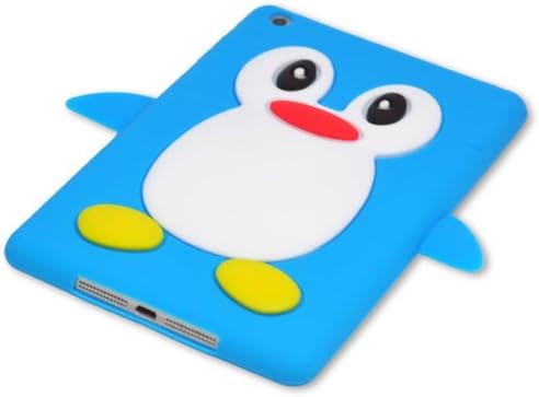 HJX Sky Blue Ipad Mini Lovely 3D Cartoon Cute Penguin Silicone Gel Soft Skin Case Cover Design Compatible For Apple Ipad Mini