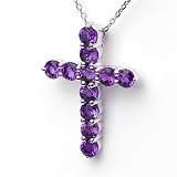 Silver Amethyst Cross Pendant