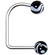 14 Gauge Black Acrylic Marble Ball Lippy Loop Labret