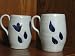 Set of Two (2) Williamsburg Pottery Coffee Mugs/Cups (Hand-Carved Cobalt Salt Glaze)