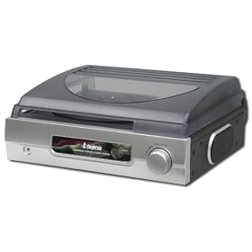 Steepletone Retro Stereo Turntable Record Player - Silver