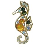 Gold Plated Seahorse Animal Brooches Pin - B00078MO3G